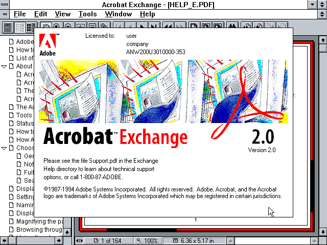 Adobe Acrobat 2.0 Exchange About